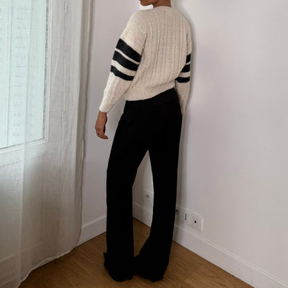 1970s Reis of New Haven American vintage ivory 100% silk cable knit sweater