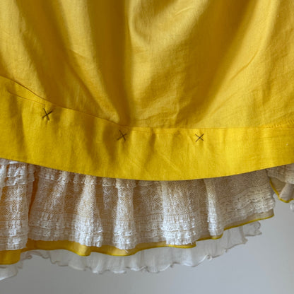 Vintage Yellow Ombre Embroidered Mini Dress Lace Trim Euro Y2K (S)