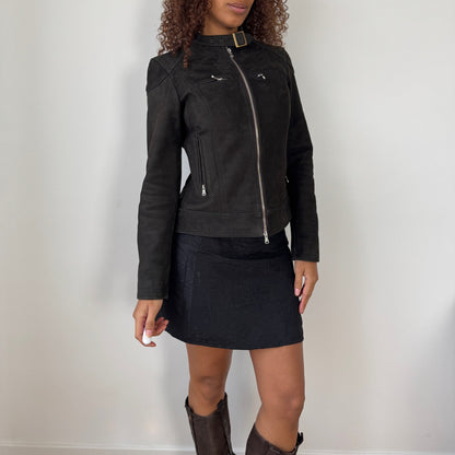 Italian Vintage Suede Leather Moto Jacket (Small)