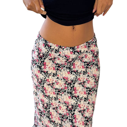 Vintage European floral mesh midi skirt (Small)