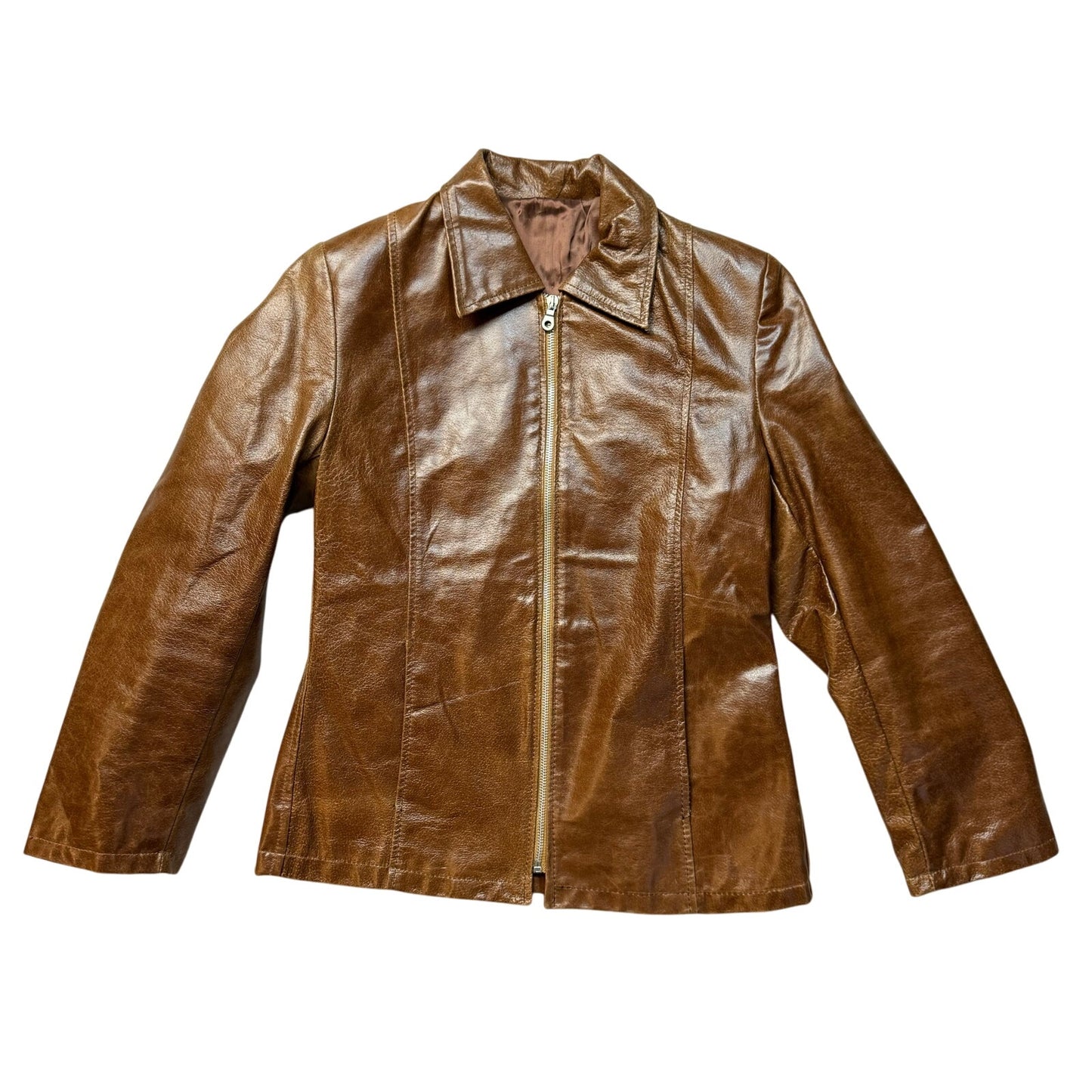 Vintage Butter Brown Fitted Italian Leather Jacket (S)