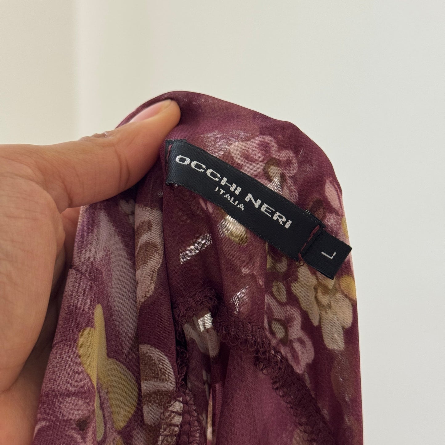 Italian Vintage Semi-Sheer Chiffon Bias-Cut Floral Midi Dress (M/L)