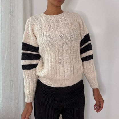 1970s Reis of New Haven American vintage ivory 100% silk cable knit sweater