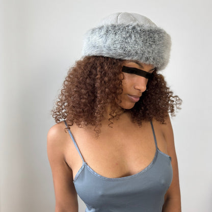Vintage Euro Faux Fur Trim Winter Hat (One Size)