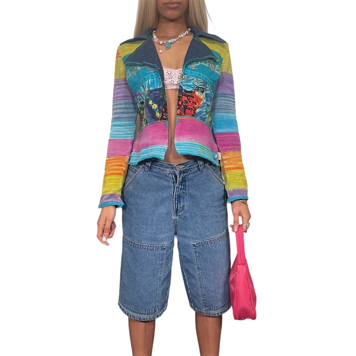 Vintage 90s Savage Culture Multicolor Embroidered Cardigan (XS-M)