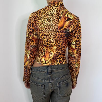 Vintage Leopard Print Zip Up Jacket (S) ⠀