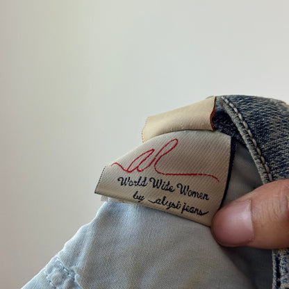 Vintage Blue Distressed Patchwork Capri Jeans Italian Y2K Cotton (S)