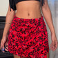 90s Red Floral Rom com Mini Skirt (XS)