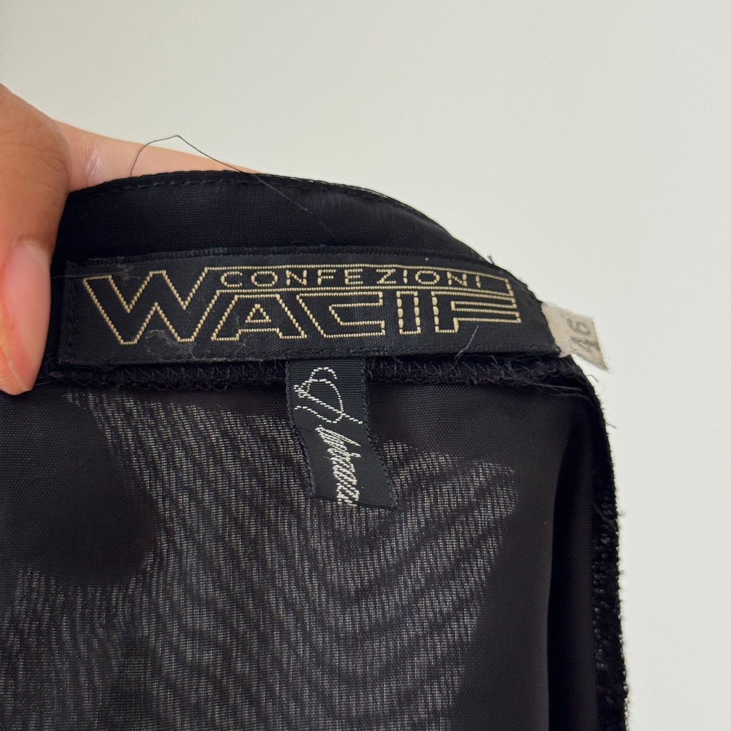 Italian Mesh Sheer Button-Up with Rhinestone Pocket (Small)