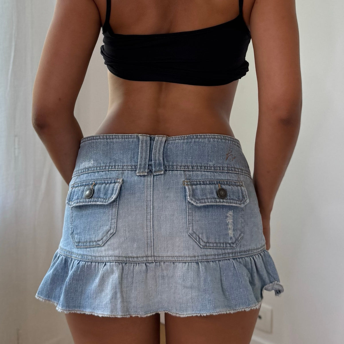 Vintage Light Wash Denim Mini Skirt (S)
