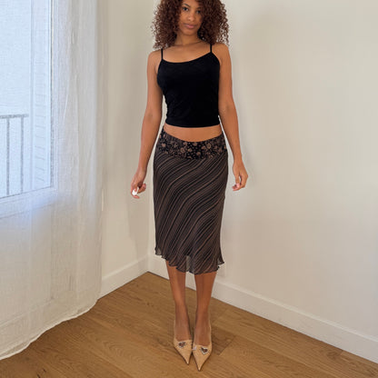 Vintage Euro Y2K Black Textured Slinky Cami Top (Small)