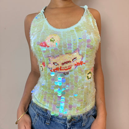 Vintage Y2K Liu Jo sequin slinky cami top with cross back (S/M) Festival