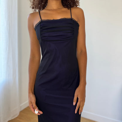 Vintage Mesh Ruched Maxi Slip Dress (XS/S)