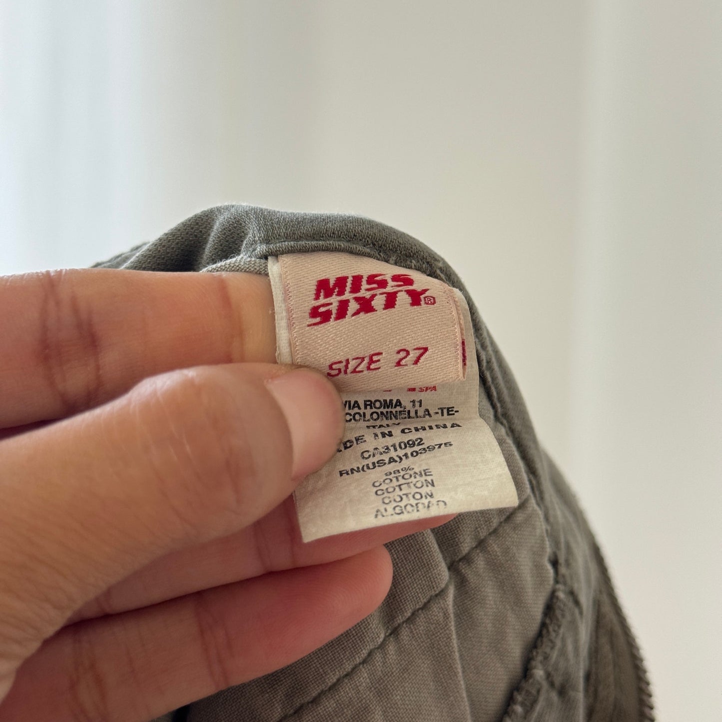 Vintage Miss Sixty sage green paneled capri pants (W27 / S)