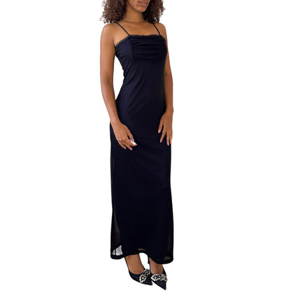 Vintage Mesh Ruched Maxi Slip Dress (XS/S)