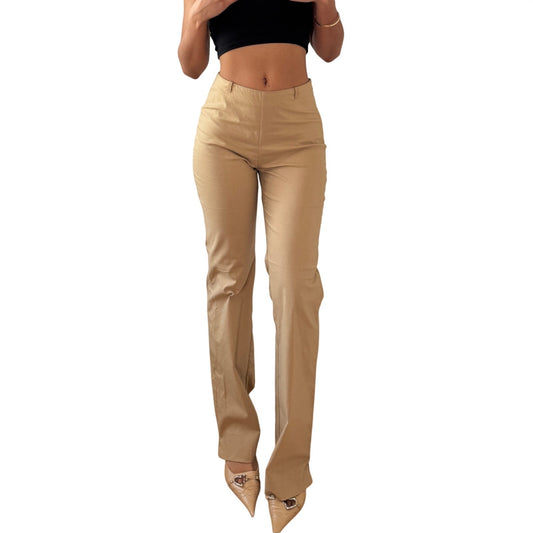 Vintage Beige Bootcut Pants Minimalist Tailored Deadstock Italy Y2K (XS/S)