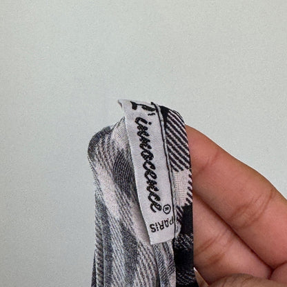 Vintage French Check Midi Dress Asymmetrical Hem (S)