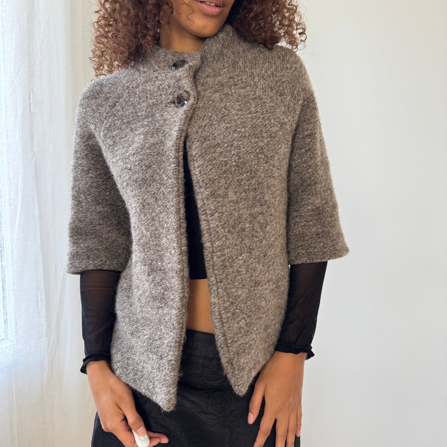 Vintage Italian taupe wool-blend swing jacket (S/M)