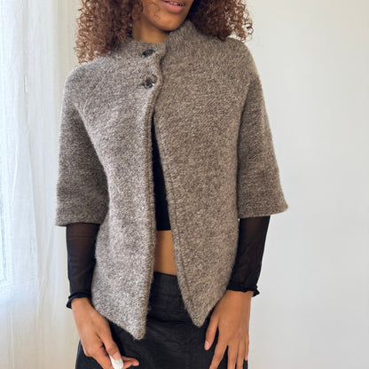 Vintage Italian taupe wool-blend swing jacket (S/M)