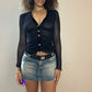 Made in Italy - Vintage 00 black mesh button front long sleeve top (XS/S) goth