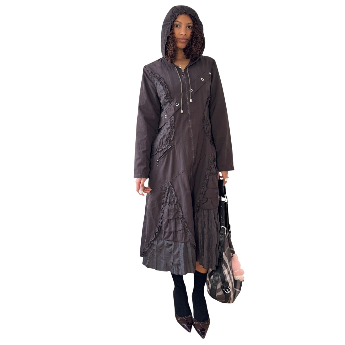 Vintage Deadstock Brown Hooded Maxi Coat (S)