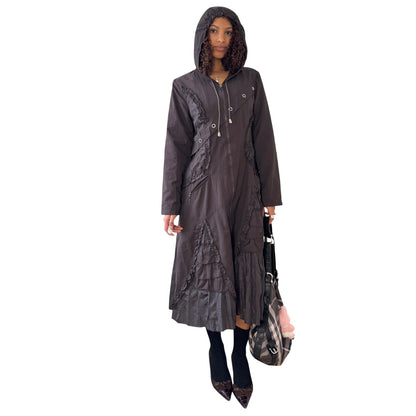Vintage Deadstock Brown Hooded Maxi Coat (S)