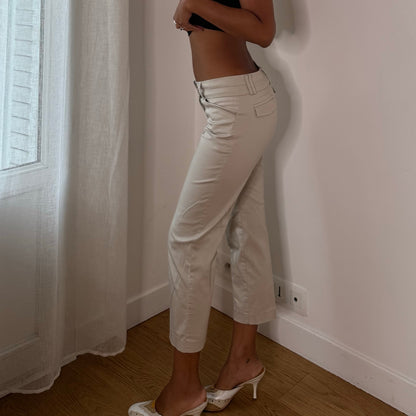 Vintage French Ivory Low Rise Capri Pants (XS/S)