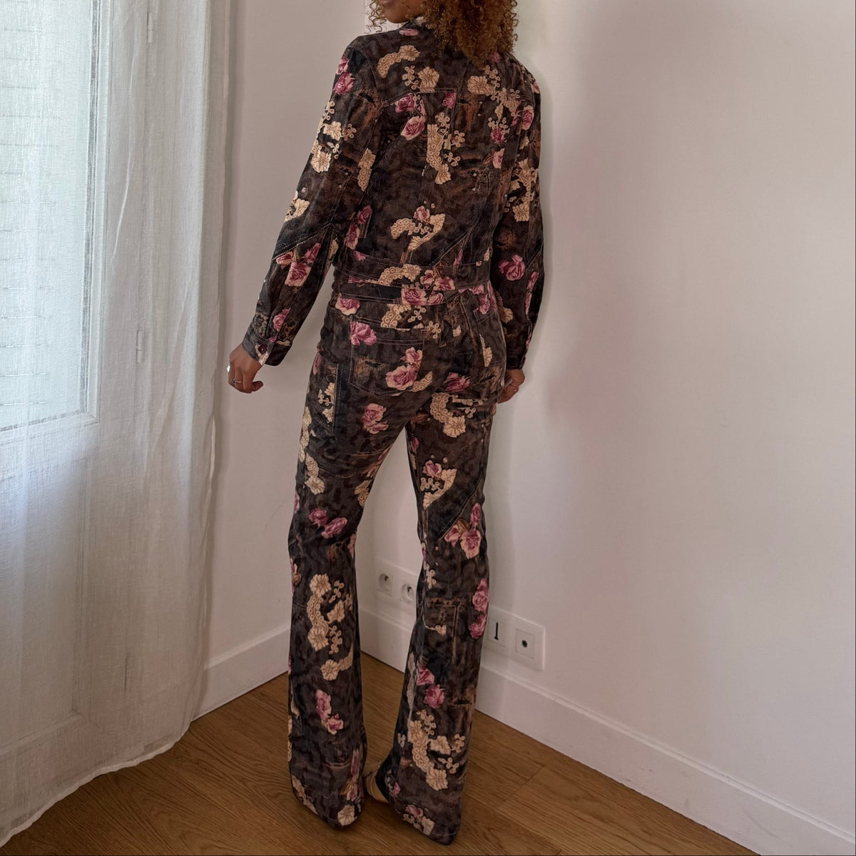 Vintage French Floral Denim Two Piece Set (S)