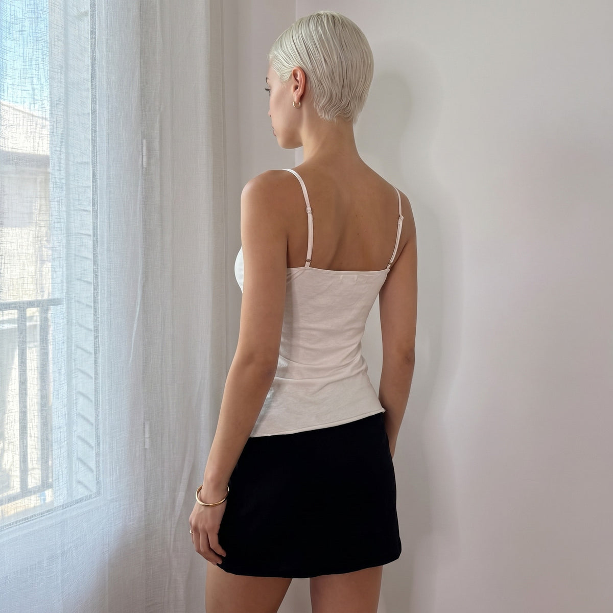 Vintage Ivory 100% Silk Lace Beaded Cami (S/M)