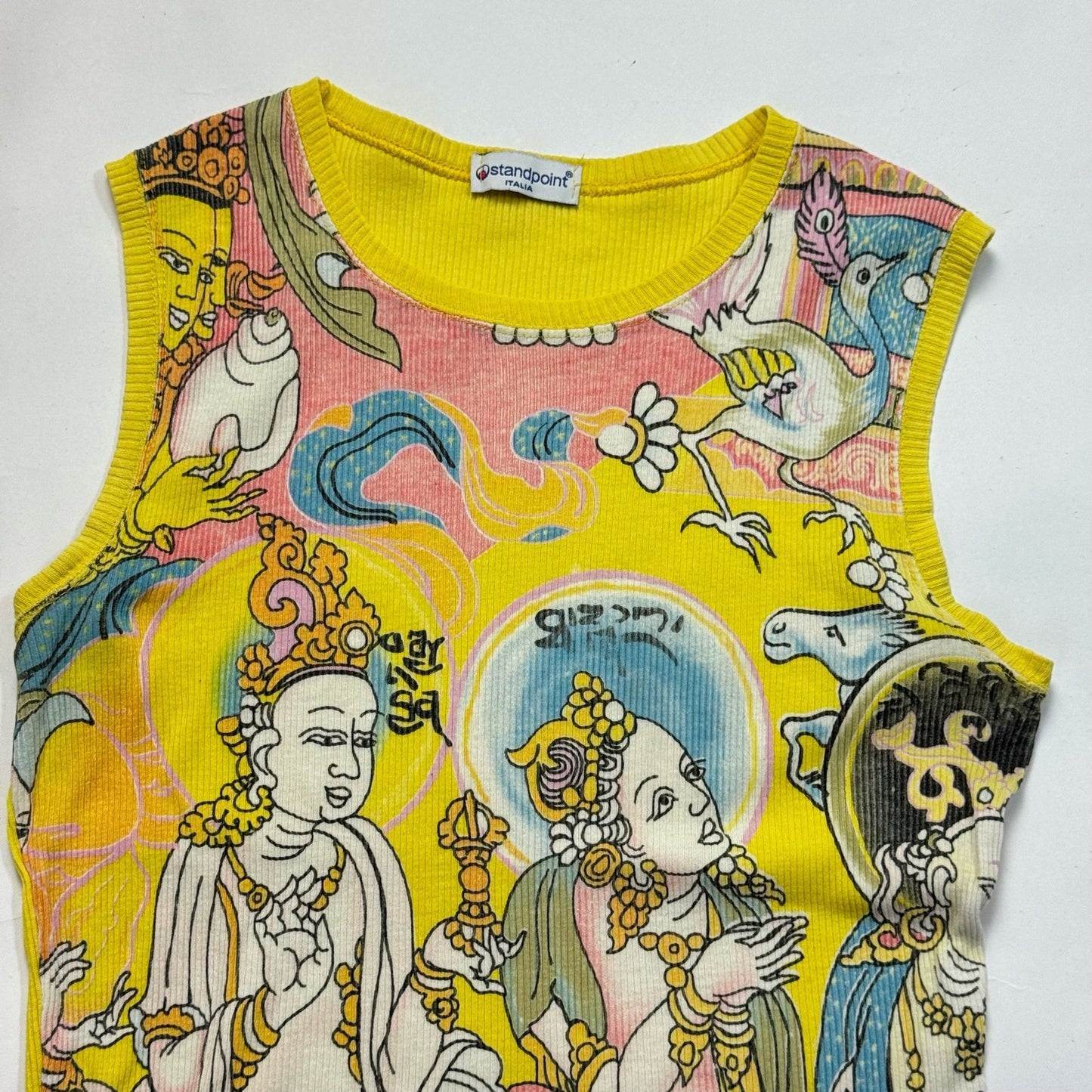 Vintage 00s yellow graphic baby tank (S)