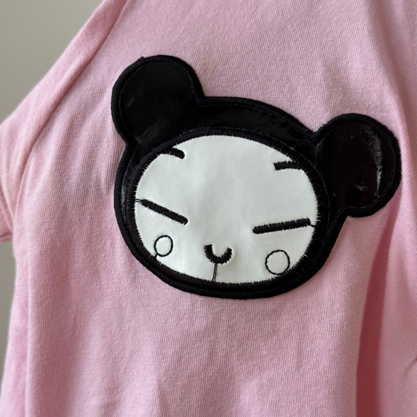 Vintage pink Pucca sequin polo top (S)