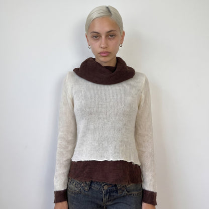 Vintage Italian Layered Knit Cowl Sweater (S)