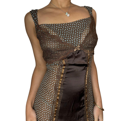 Vintage 00s Brown Silk Dress (M)