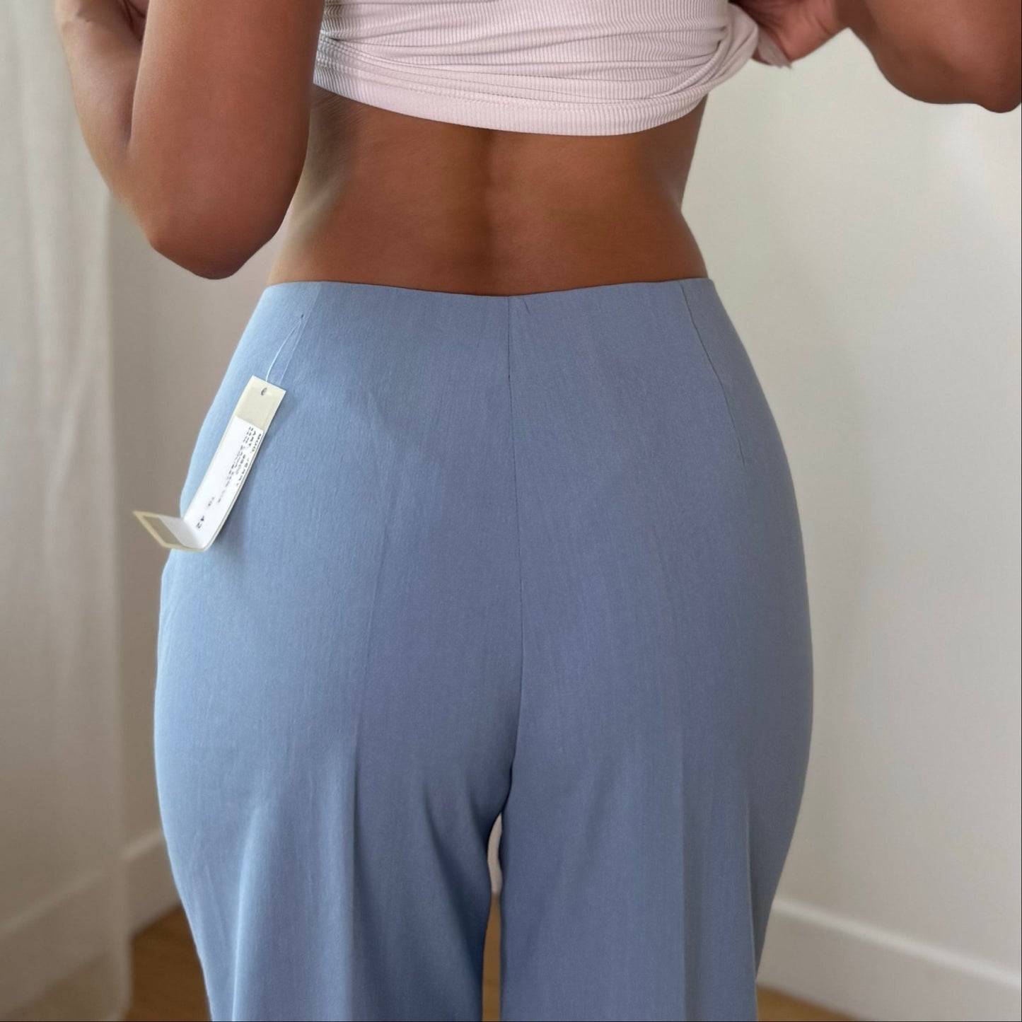 Vintage Baby Blue Wool Blend Trousers Italian Deadstock Y2K (XS/S)