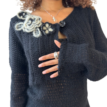 Italian Vintage Crochet-knit Tank & Cardigan (M/L)