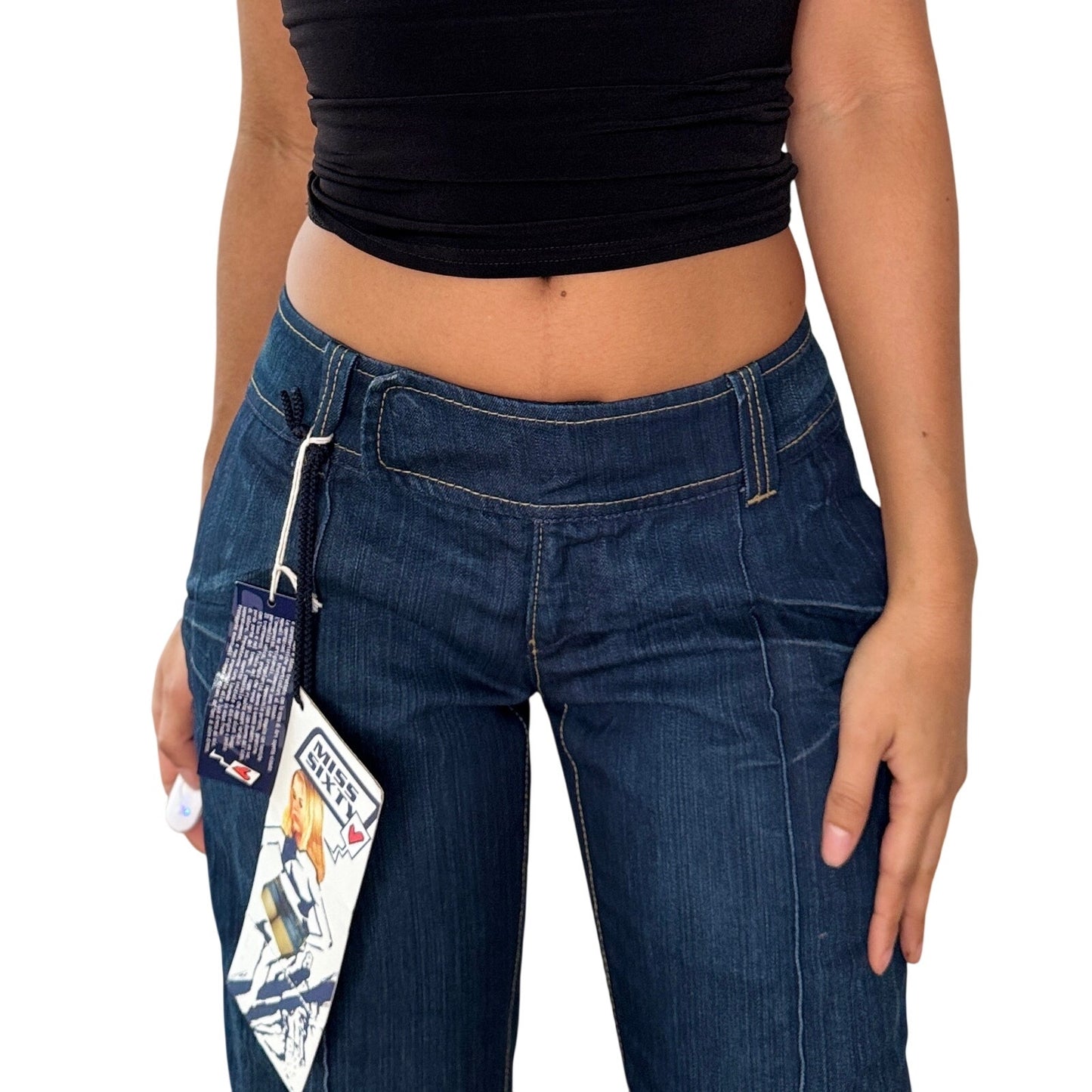 Vintage Miss Sixty Dark Wash Low Rise Bootcut Jeans Deadstock (XS/S)