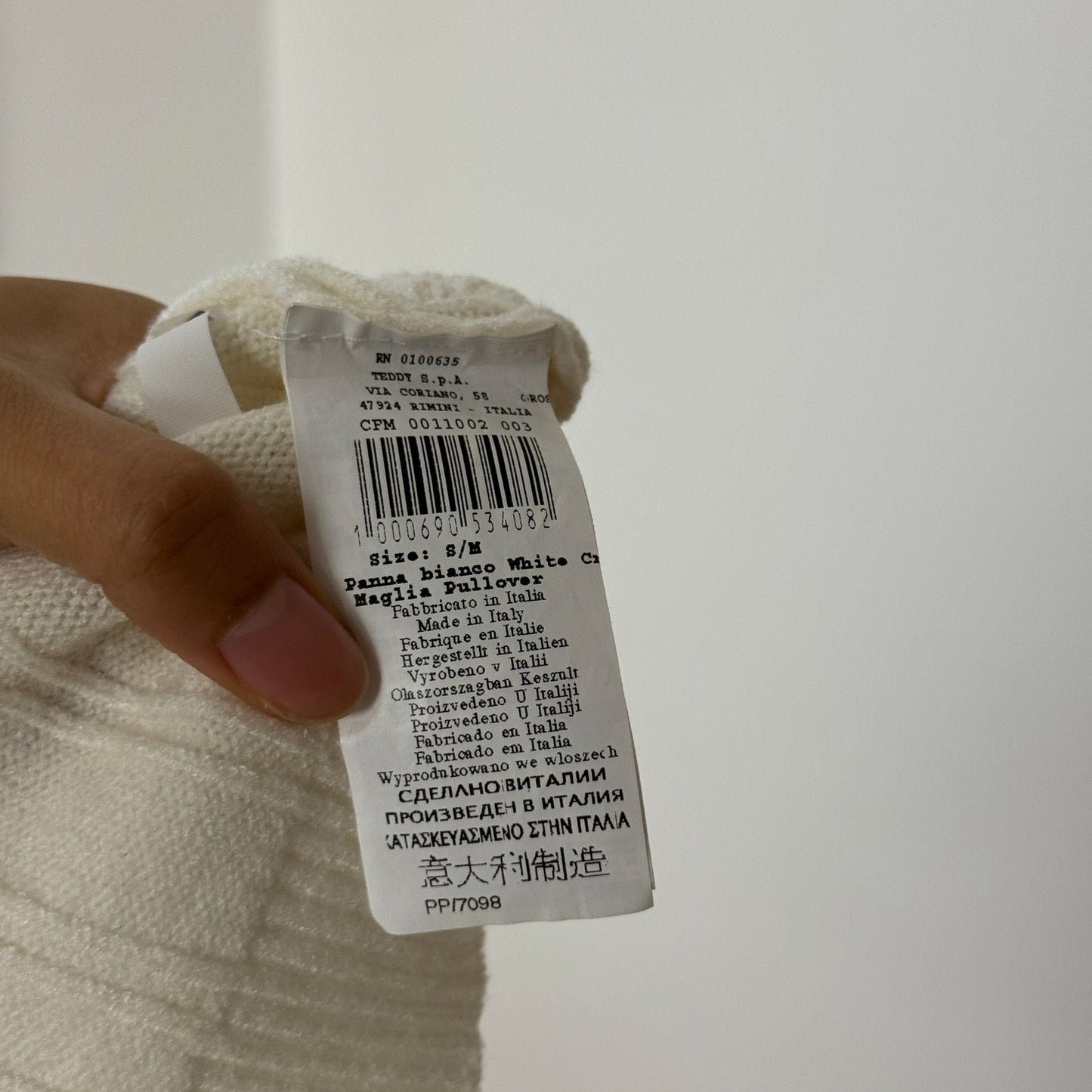 Vintage White Cable Knit Sweater Wide Foldover Collar Fitted Cropped (S)