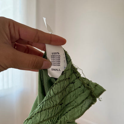 Vintage Italian Green Lace Trim Camisole Top 100% Viscose (S)