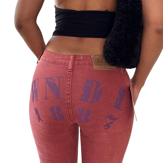 Vintage Red Wash Low Rise Flare Jeans Deadstock Cotton Y2K (XS)
