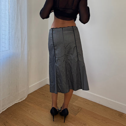 Vintage Italian asymmetrical skirt with ruffle detail (S)