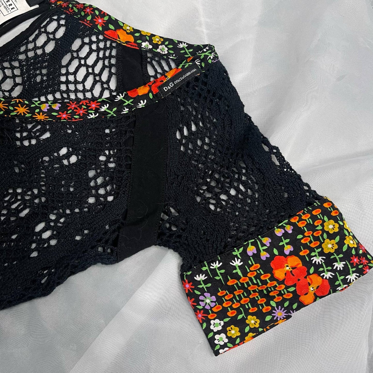 Vintage Dolce & Gabbana Black Crochet Short Sleeves Top (XS)