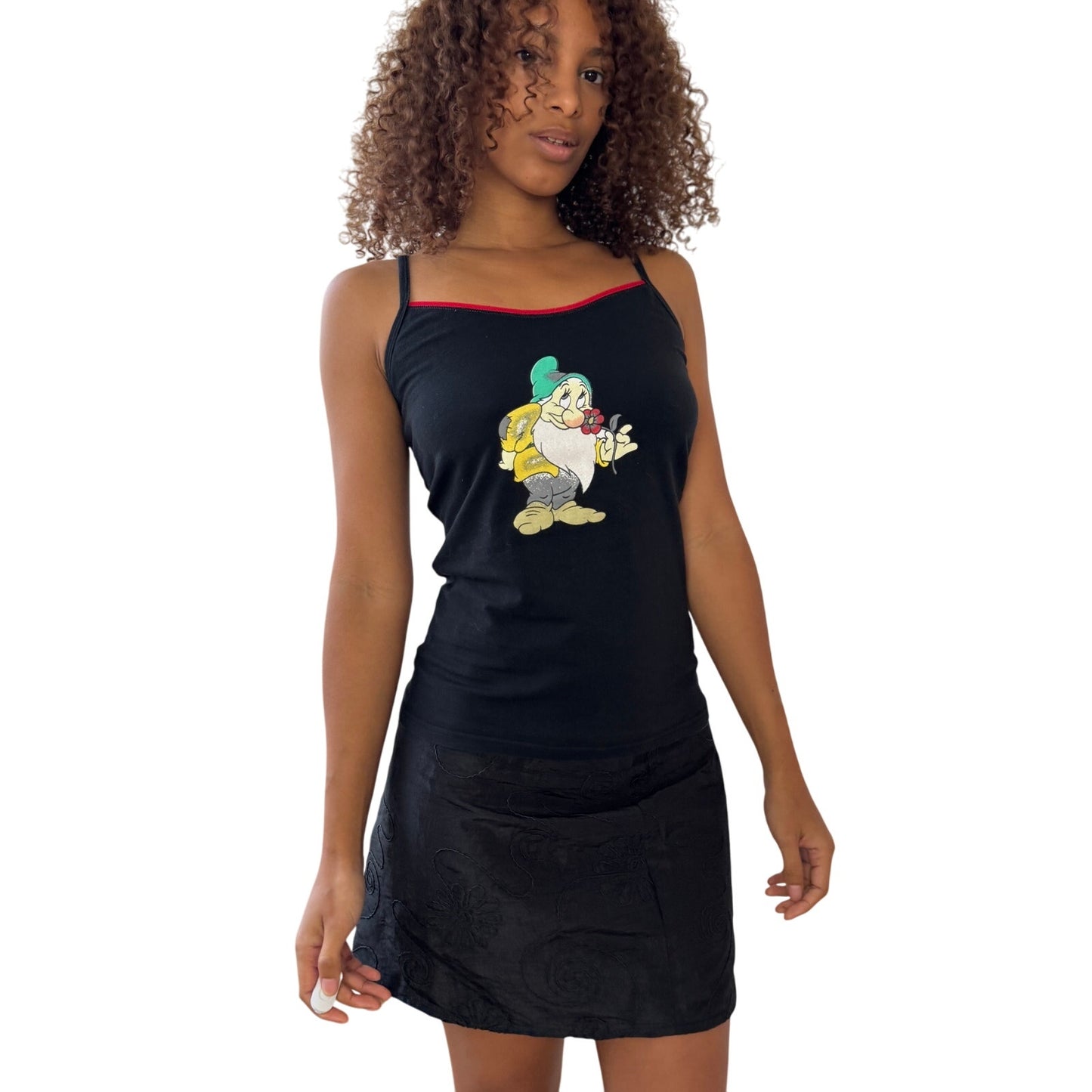 Vintage Disney Snow White Grumpy black and red trim fitted baby tank (Medium)