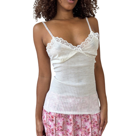 Vintage Italian Pura Lana Lace-Trim Knit Cami (M)