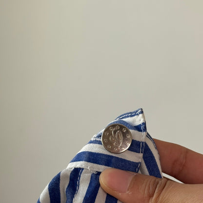 Vintage Blue White Stripe High Waist Shorts Y2K Blumarine Cotton (XS)