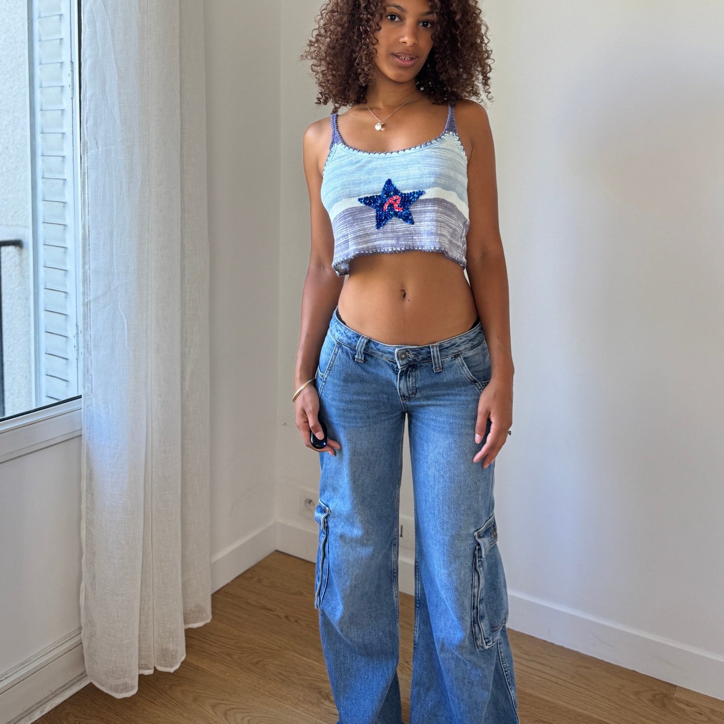 Vintage Replay 100% Cotton Crop Cami (S)