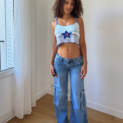 Vintage Replay 100% Cotton Crop Cami (S)