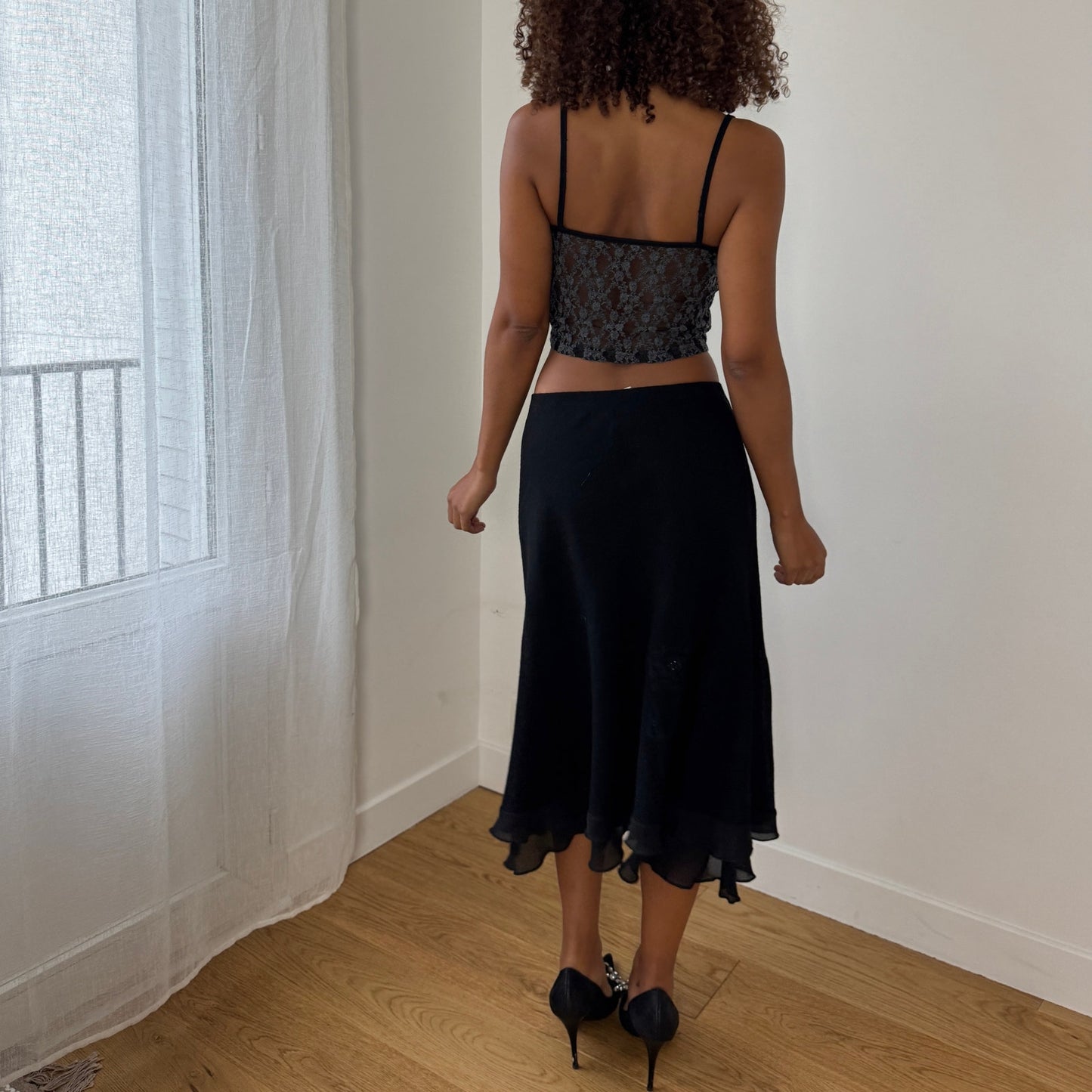 Vintage Parisian Sheer Lace Cami (S)