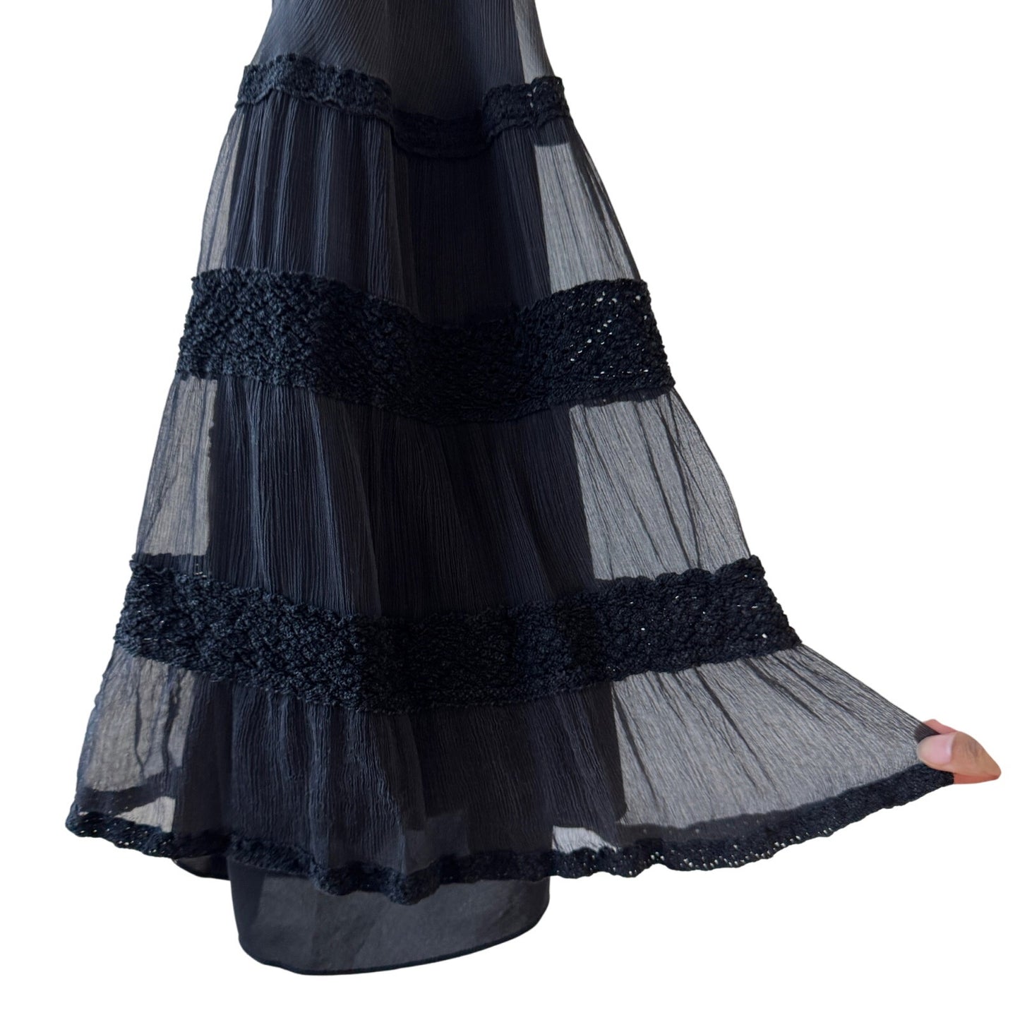 Italian Vintage 100% Silk Tiered Spaghetti-Strap Dress (S)