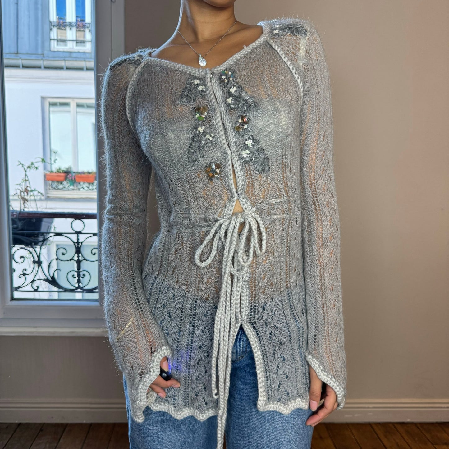 Italian Designer Crochet Cardigan (S/M)