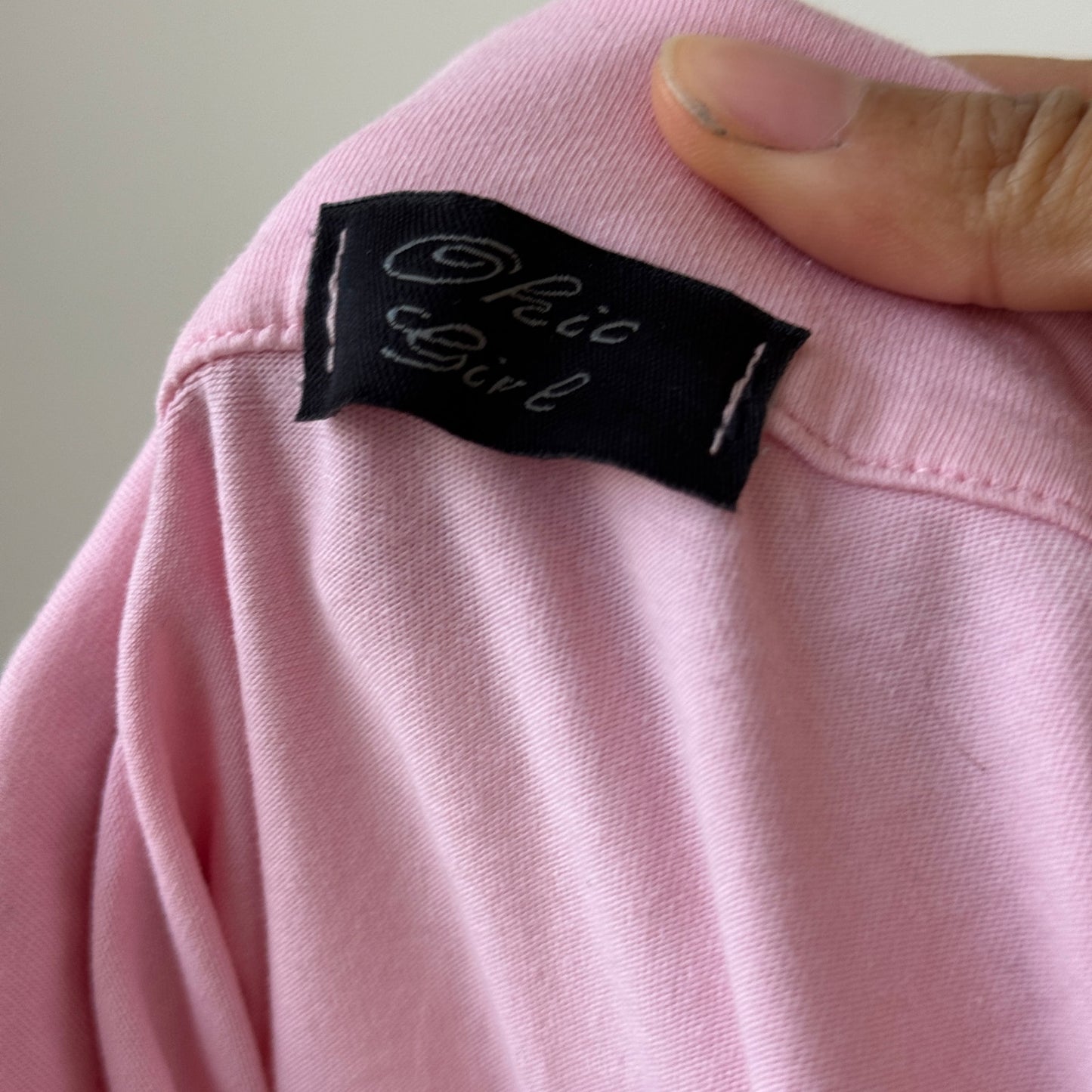 Vintage pink Pucca sequin polo top (S)